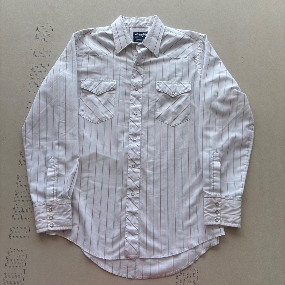 Vintage Wrangler Cowboy Cut Western Striped Pearl Snap Shirt - Picture 3 of 7